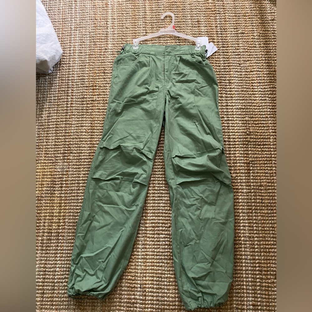 light green parachute pants
